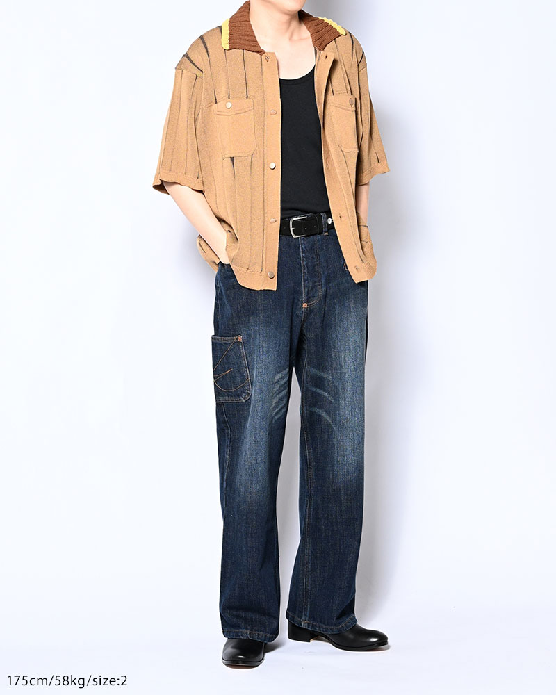 CLASSIC RIB KNIT SHIRT -BEIGE-