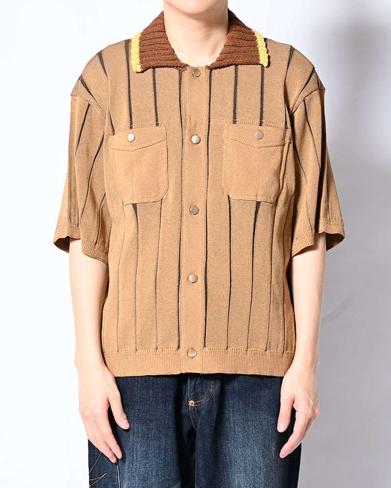 CLASSIC RIB KNIT SHIRT -BEIGE-
