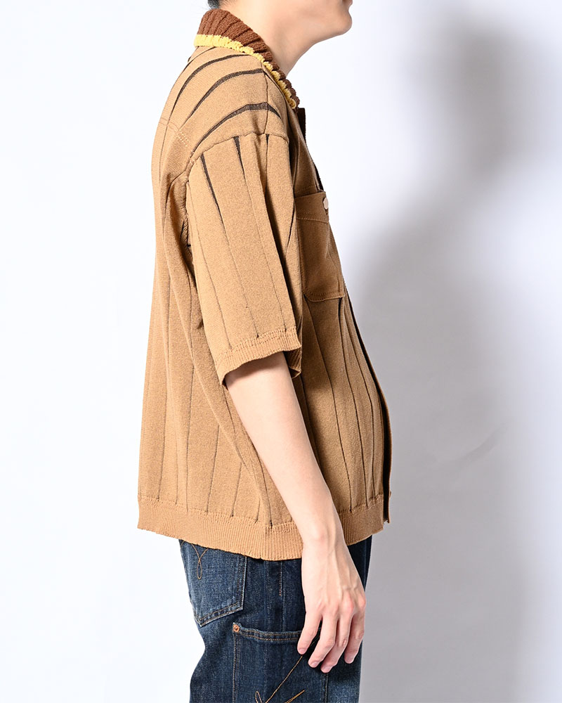 CLASSIC RIB KNIT SHIRT -BEIGE-
