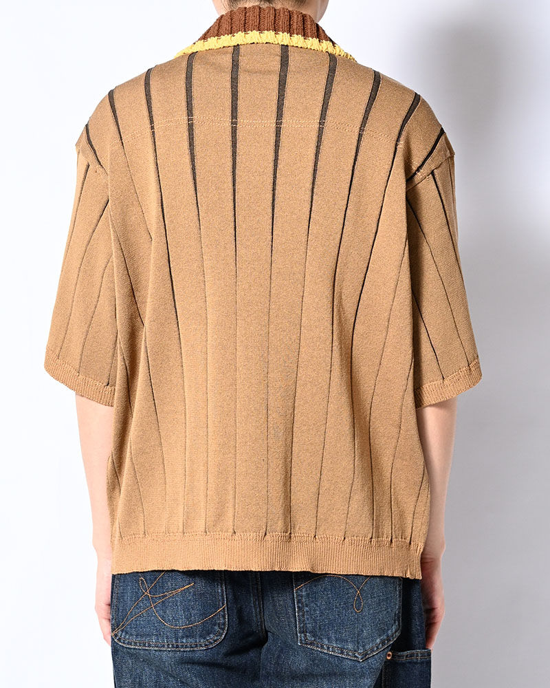 CLASSIC RIB KNIT SHIRT -BEIGE-