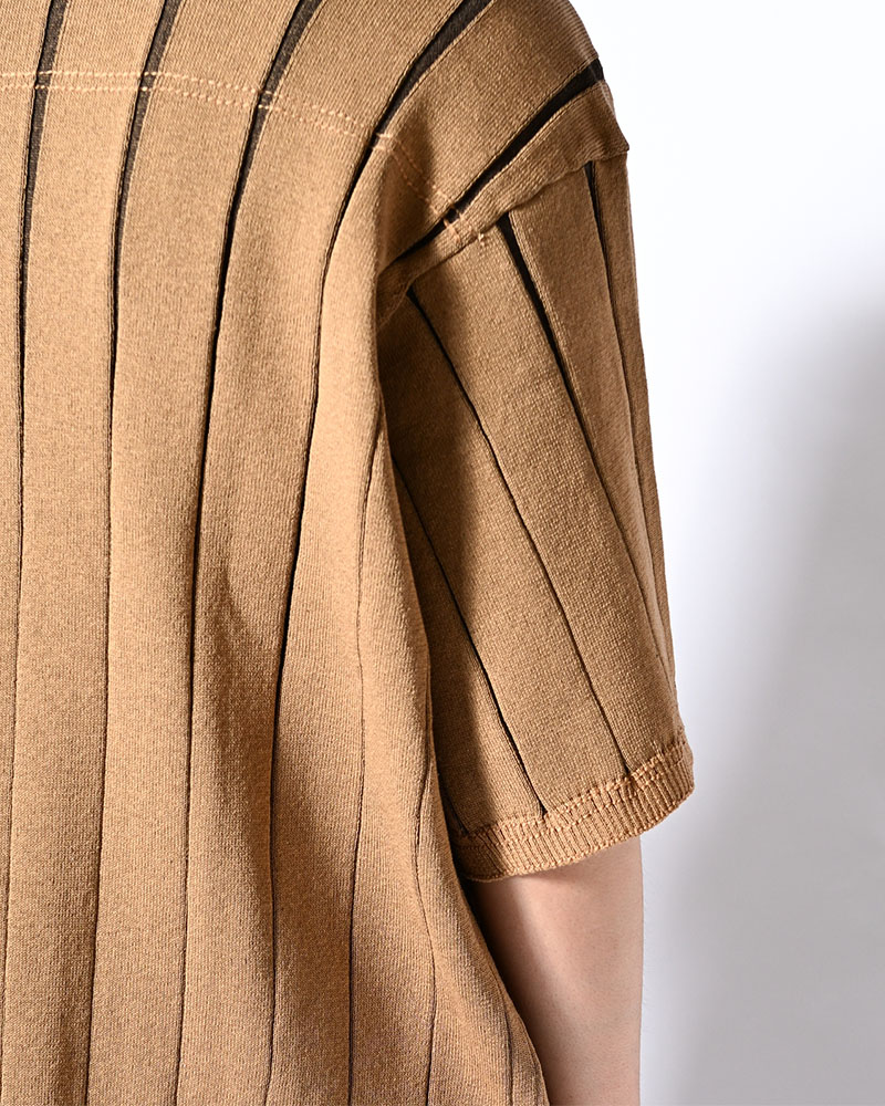 CLASSIC RIB KNIT SHIRT -BEIGE-