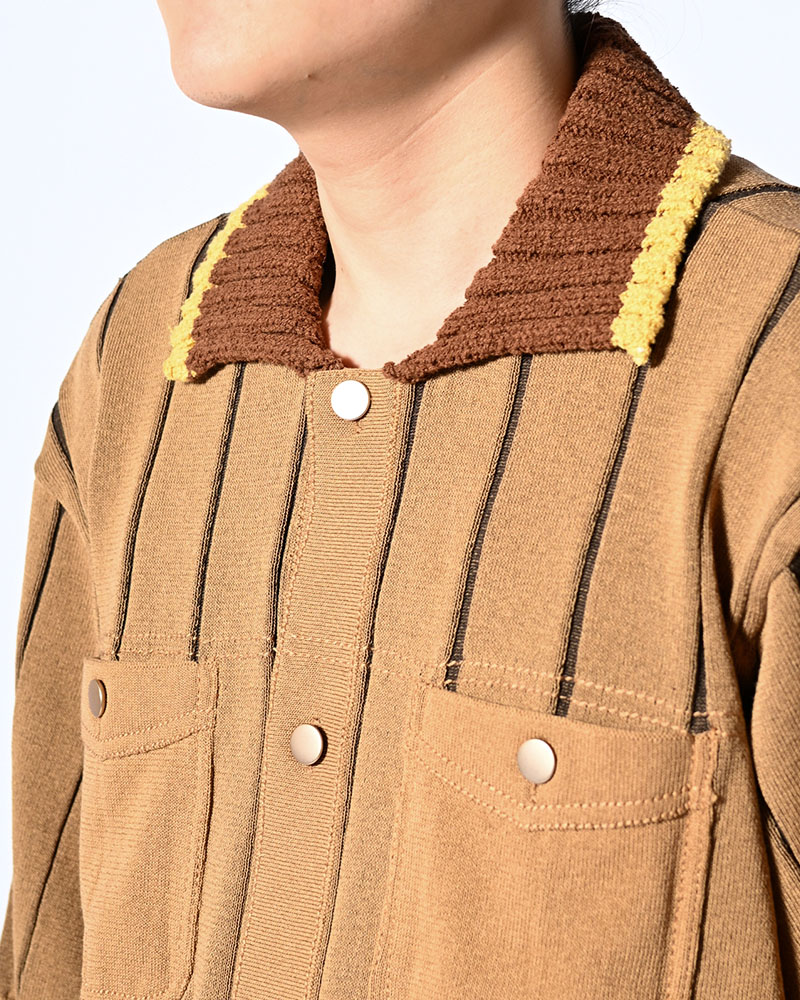 CLASSIC RIB KNIT SHIRT -BEIGE-