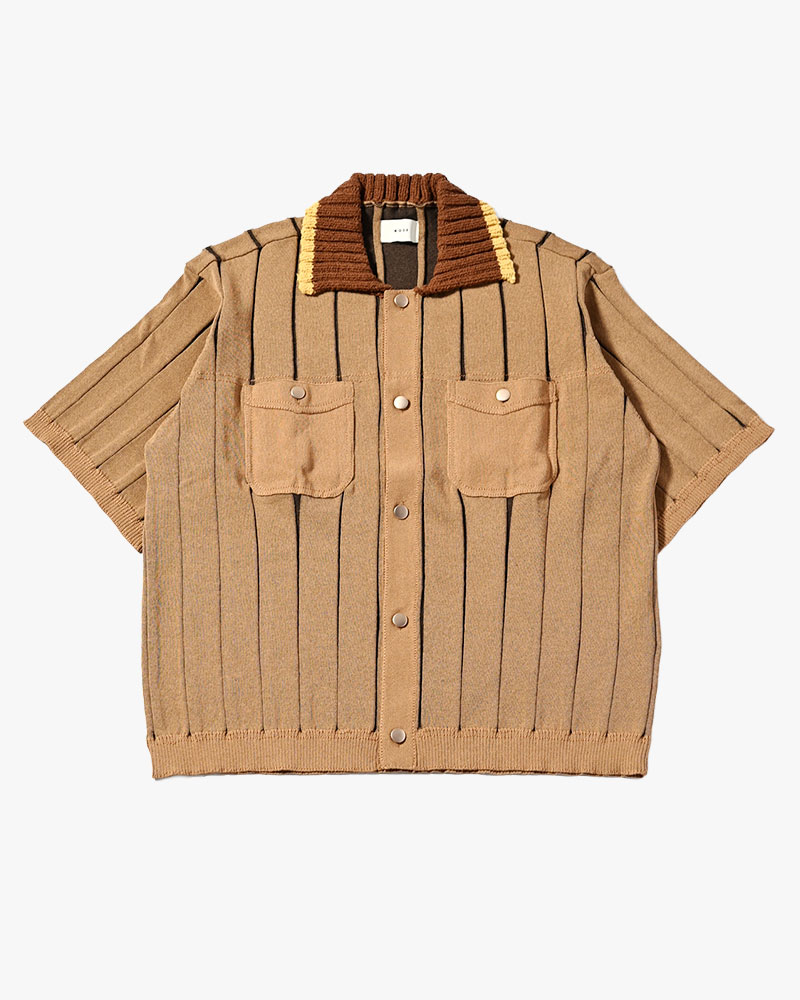 CLASSIC RIB KNIT SHIRT -BEIGE-