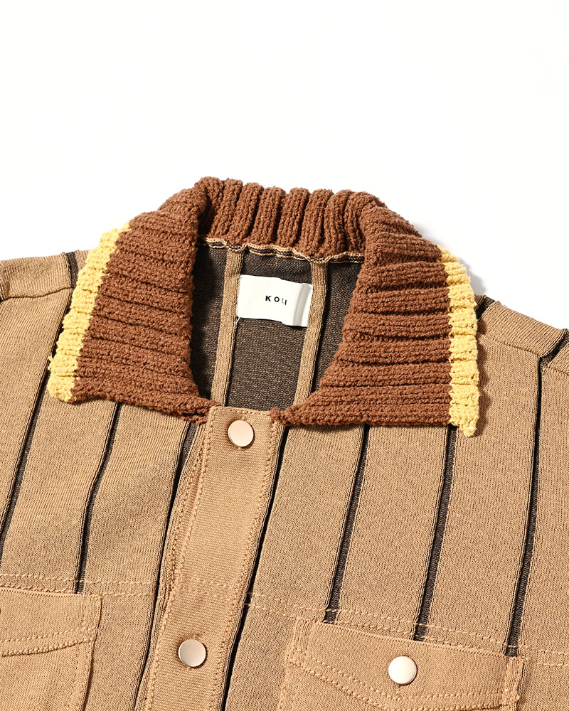 CLASSIC RIB KNIT SHIRT -BEIGE-