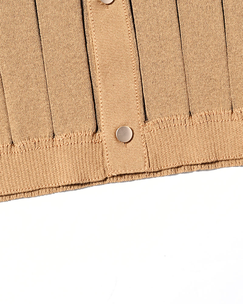 CLASSIC RIB KNIT SHIRT -BEIGE-