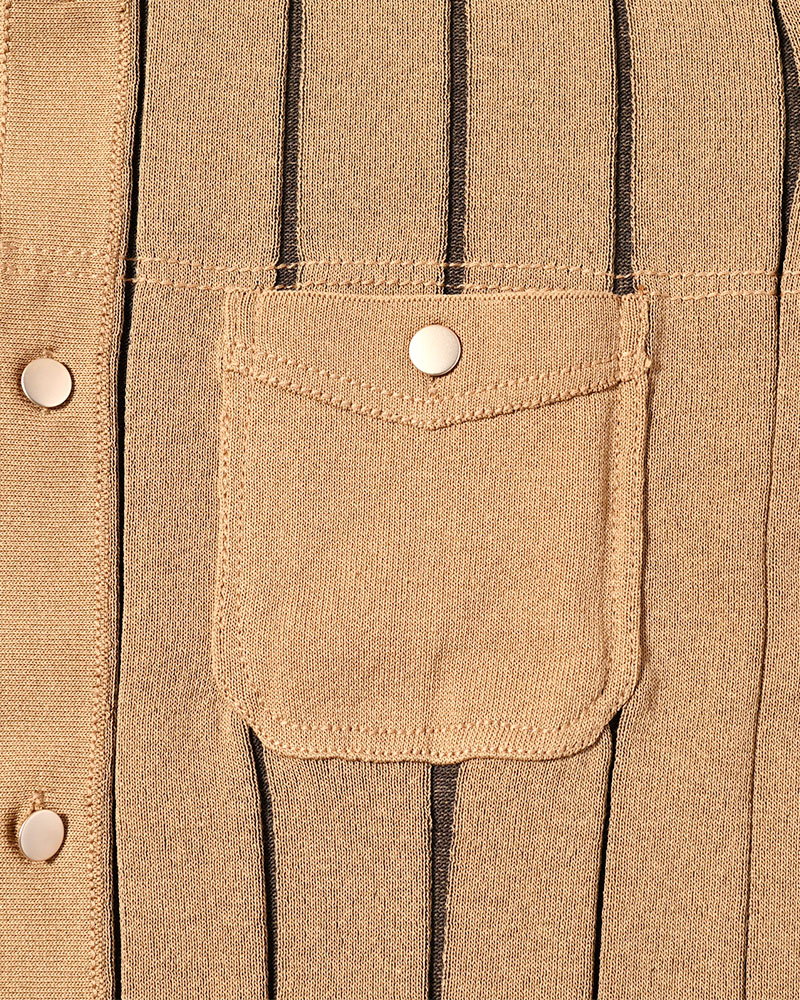 CLASSIC RIB KNIT SHIRT -BEIGE-
