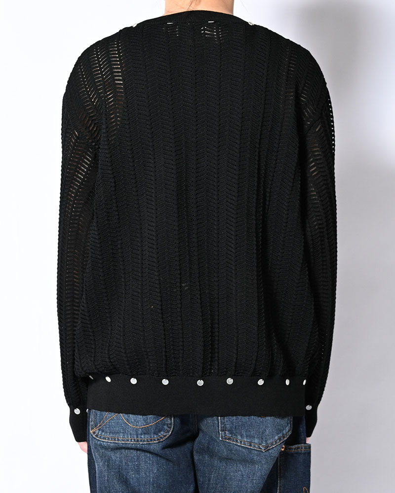 SHELL LACE KNIT CARDIGAN -BLACK-