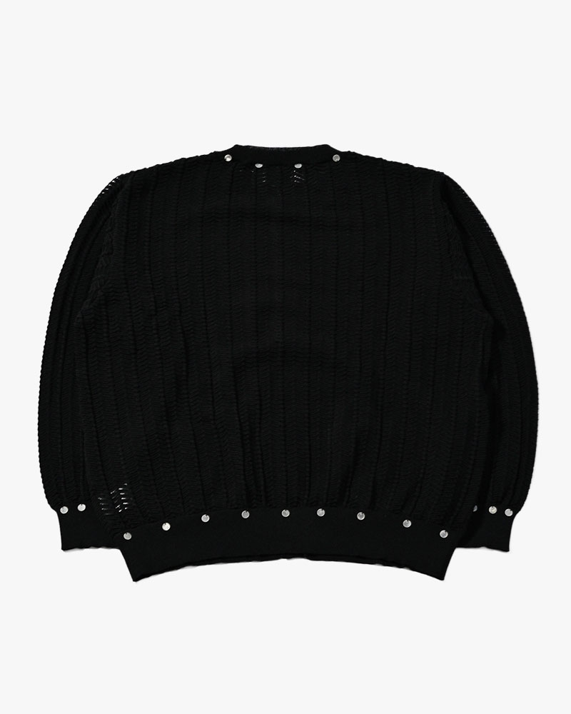 SHELL LACE KNIT CARDIGAN -BLACK-