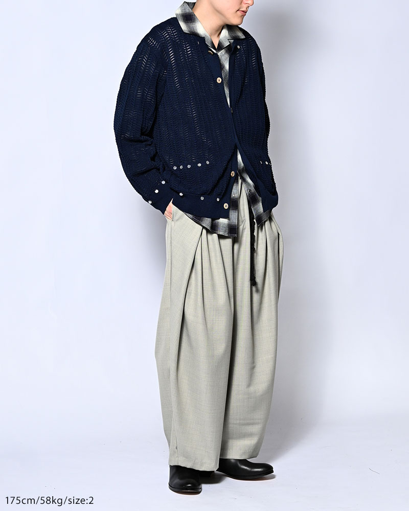 SHELL LACE KNIT CARDIGAN -NAVY-