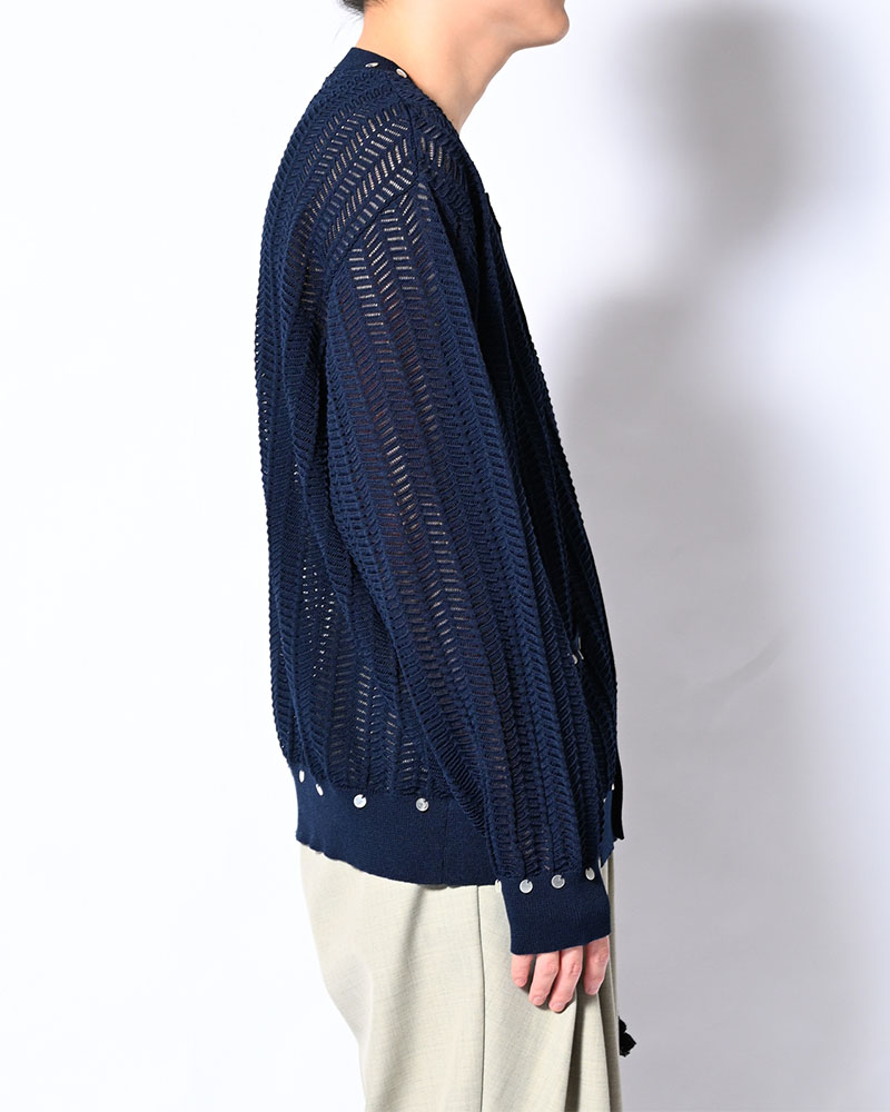 SHELL LACE KNIT CARDIGAN -NAVY-