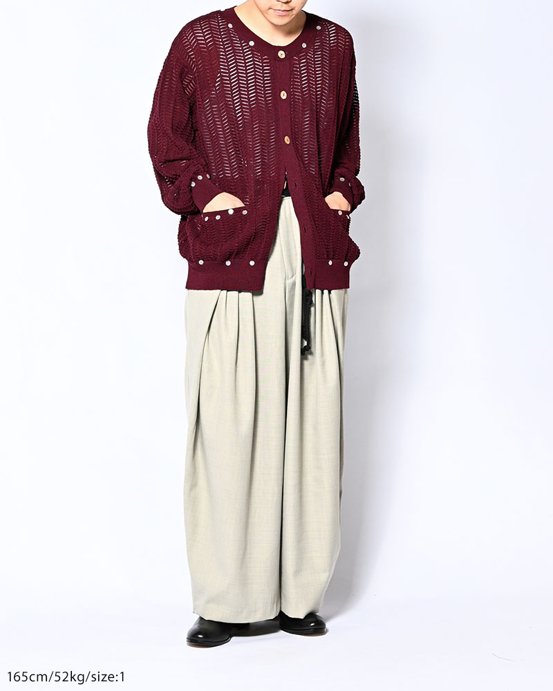 SHELL LACE KNIT CARDIGAN -BURGUNDY-