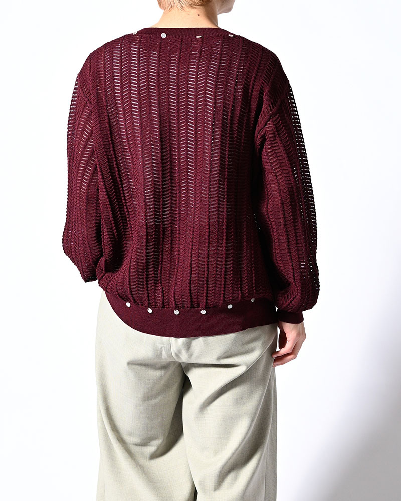 SHELL LACE KNIT CARDIGAN -BURGUNDY-
