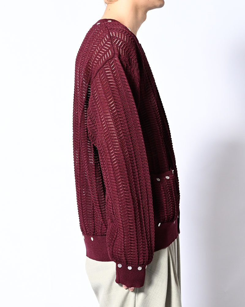 SHELL LACE KNIT CARDIGAN -BURGUNDY-