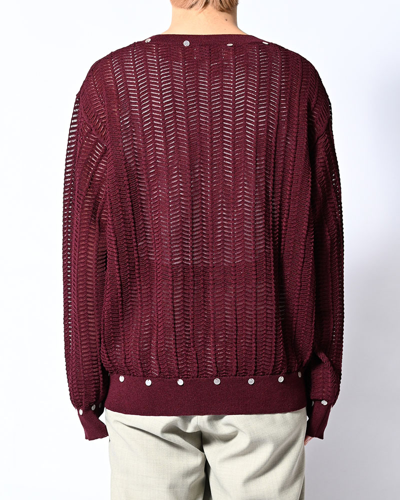 SHELL LACE KNIT CARDIGAN -BURGUNDY-