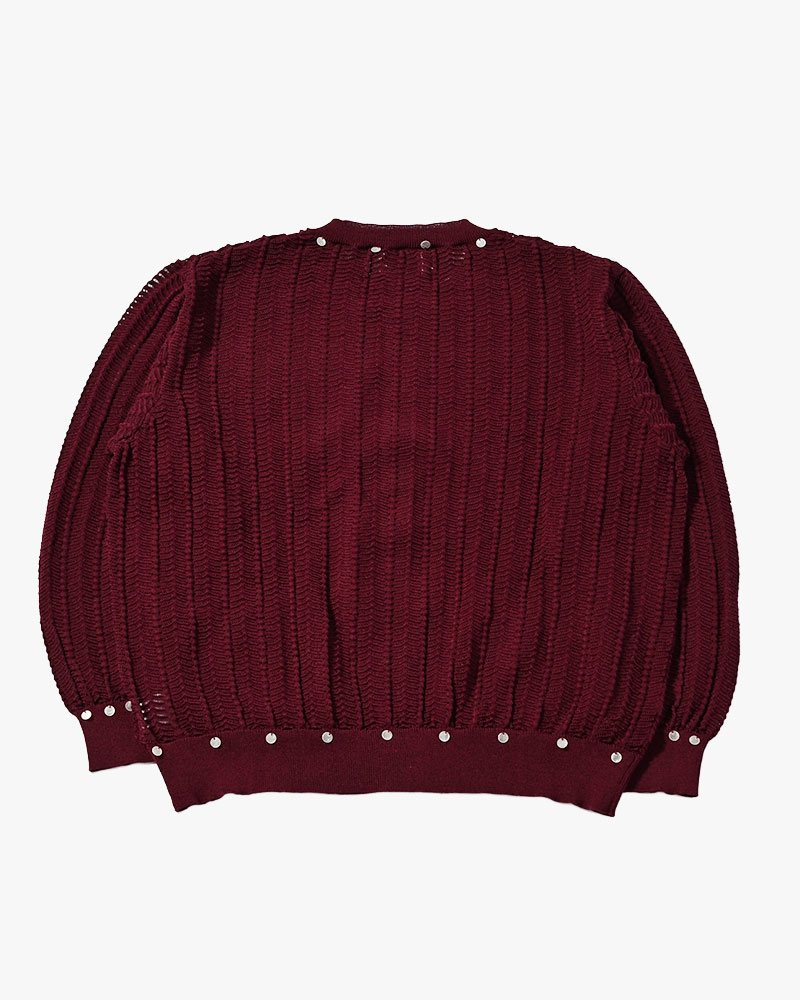 SHELL LACE KNIT CARDIGAN -BURGUNDY-