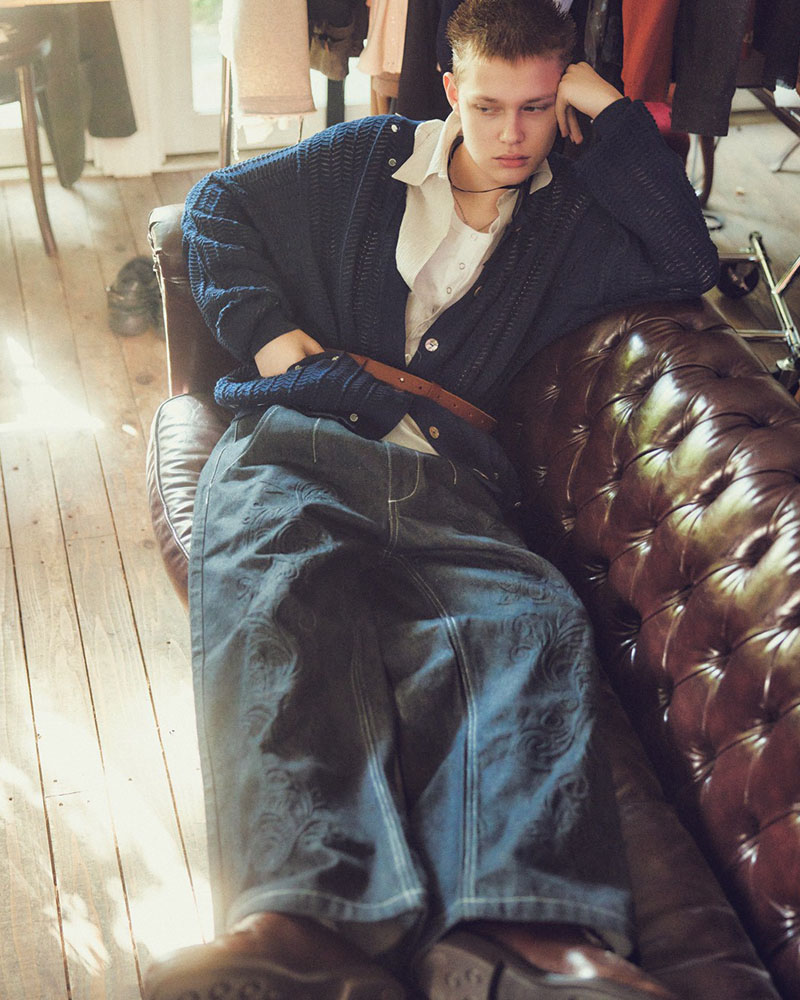 SHELL LACE KNIT CARDIGAN -BURGUNDY-