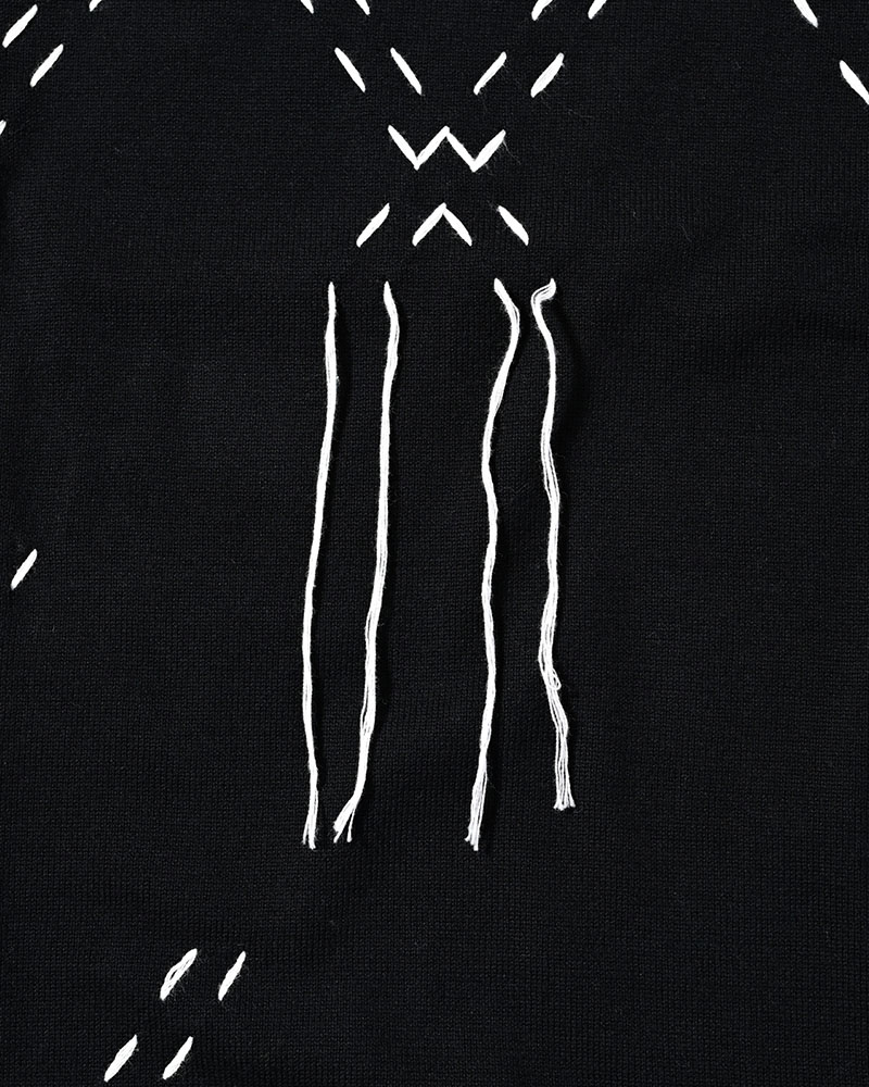 DIAMOND STITCH KNIT TEE -BLACK-