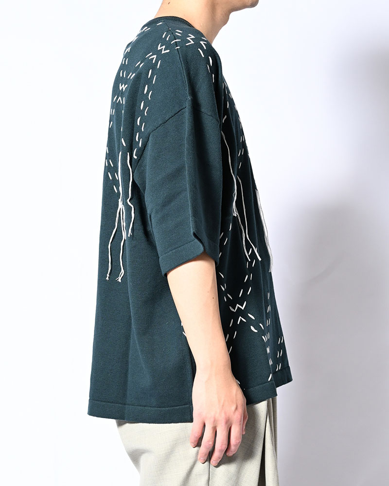 DIAMOND STITCH KNIT TEE -GREEN-