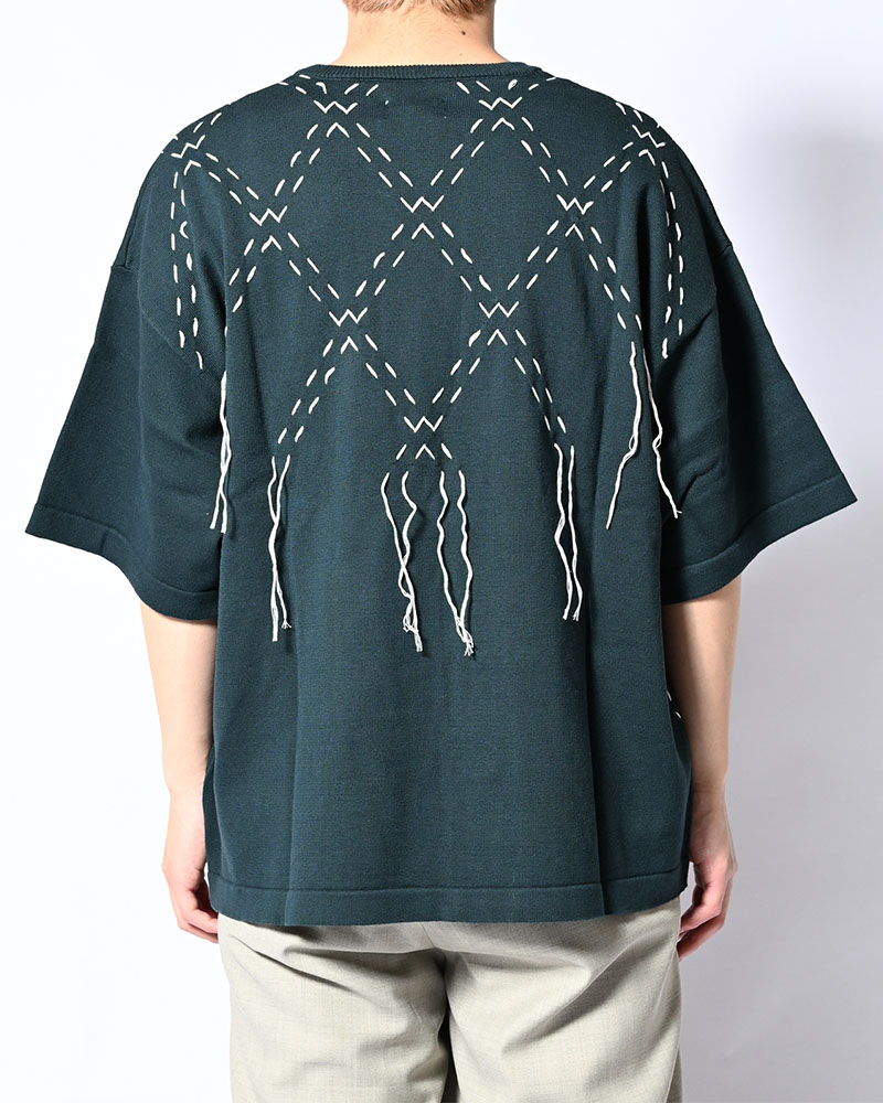 DIAMOND STITCH KNIT TEE -GREEN-
