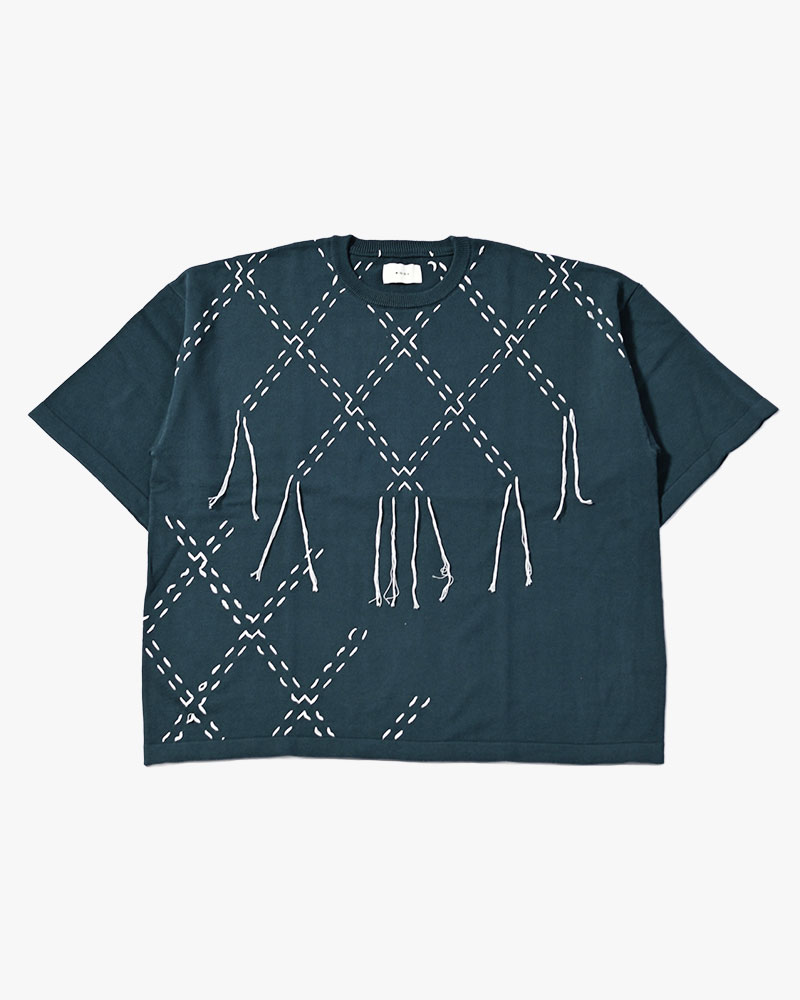 DIAMOND STITCH KNIT TEE -GREEN-