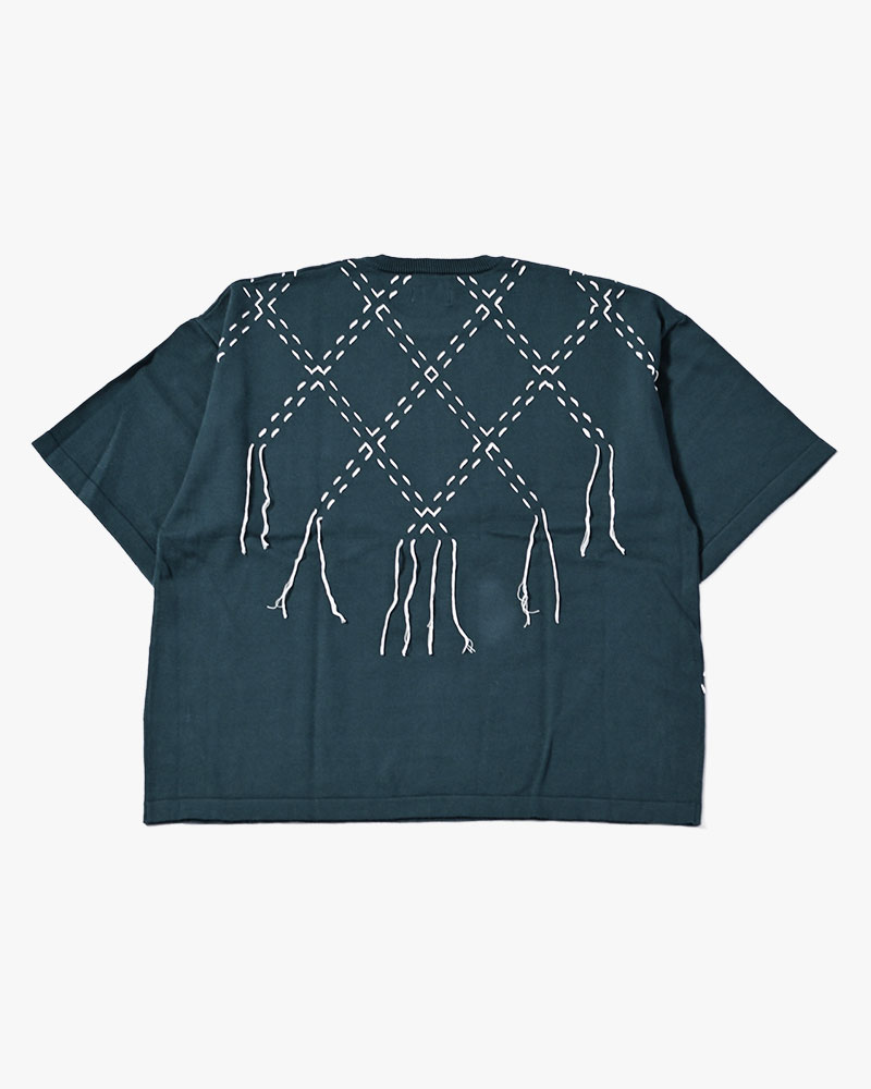 DIAMOND STITCH KNIT TEE -GREEN-