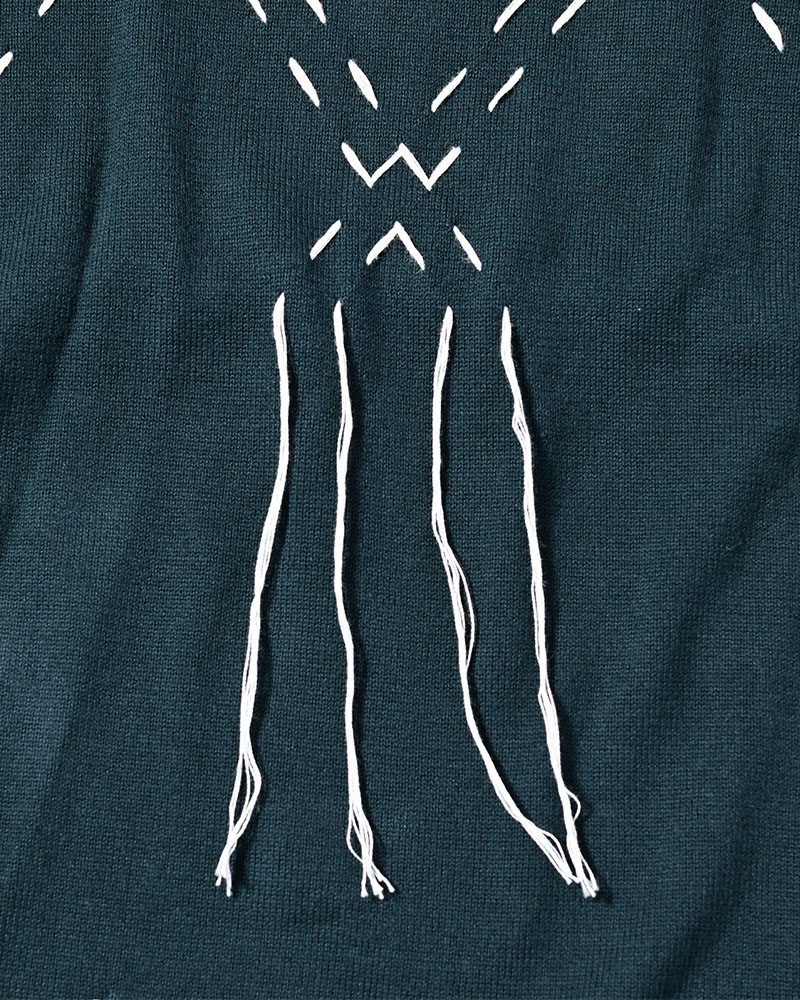 DIAMOND STITCH KNIT TEE -GREEN-