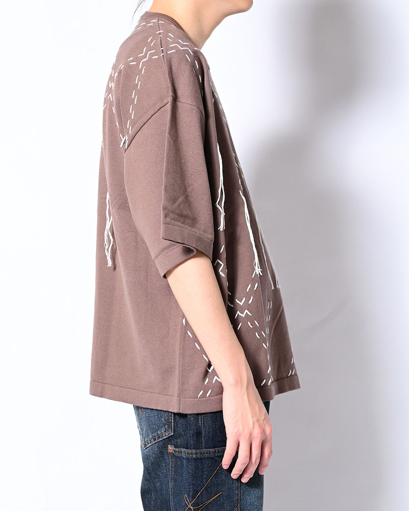 DIAMOND STITCH KNIT TEE -GREGE-