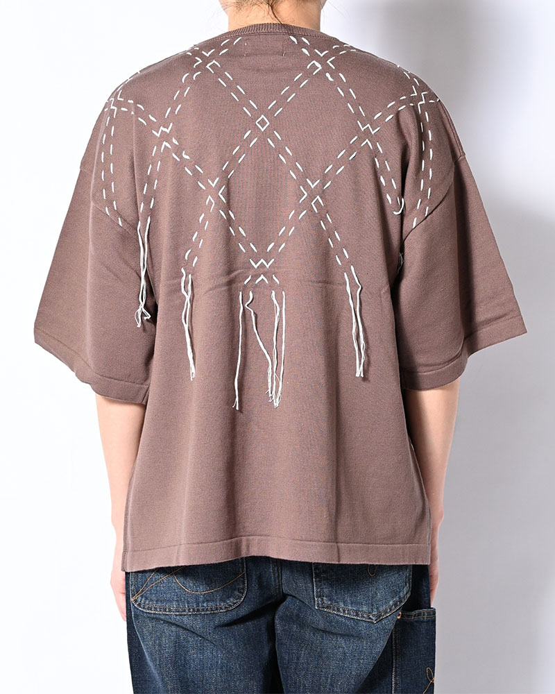 DIAMOND STITCH KNIT TEE -GREGE-
