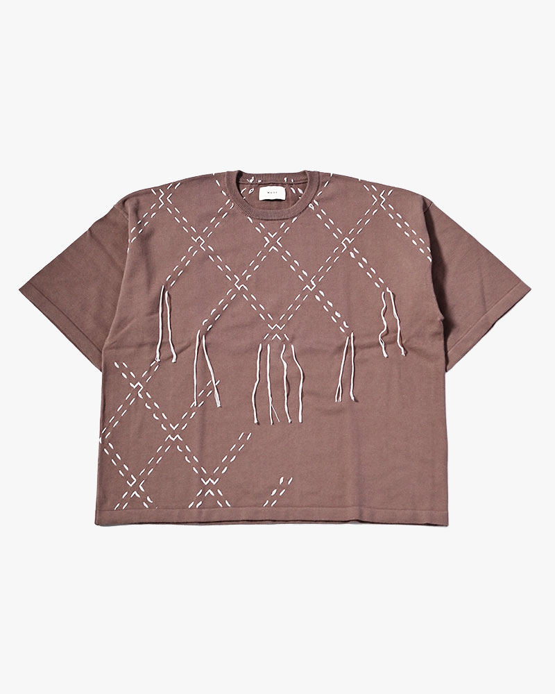 DIAMOND STITCH KNIT TEE -GREGE-