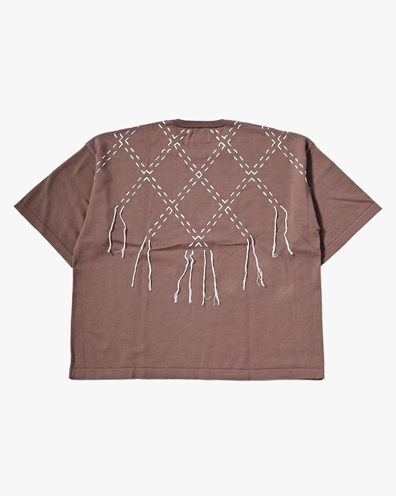 DIAMOND STITCH KNIT TEE -GREGE-