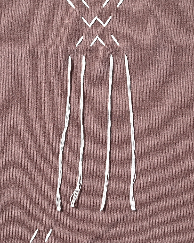 DIAMOND STITCH KNIT TEE -GREGE-