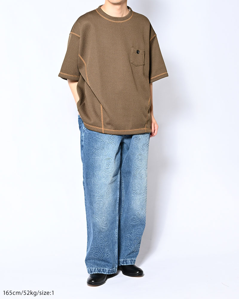 QUARTER GAUZE LOCK STITCH TEE -KHAKI-