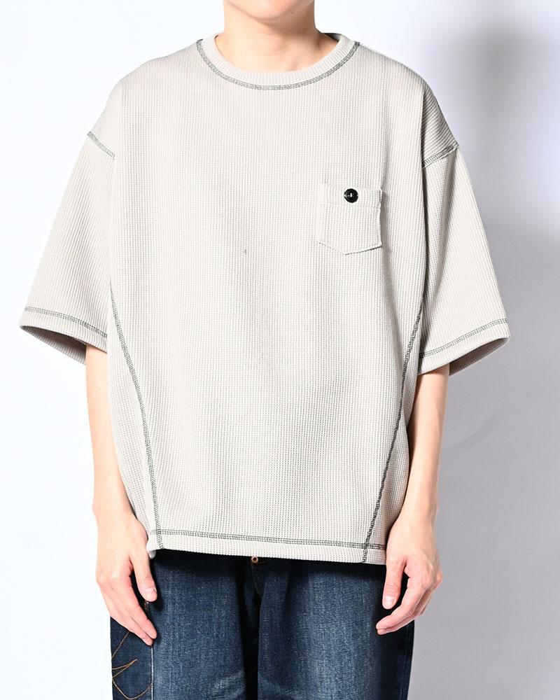 QUARTER GAUZE LOCK STITCH TEE -GREY-
