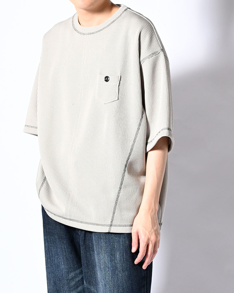 QUARTER GAUZE LOCK STITCH TEE -GREY-