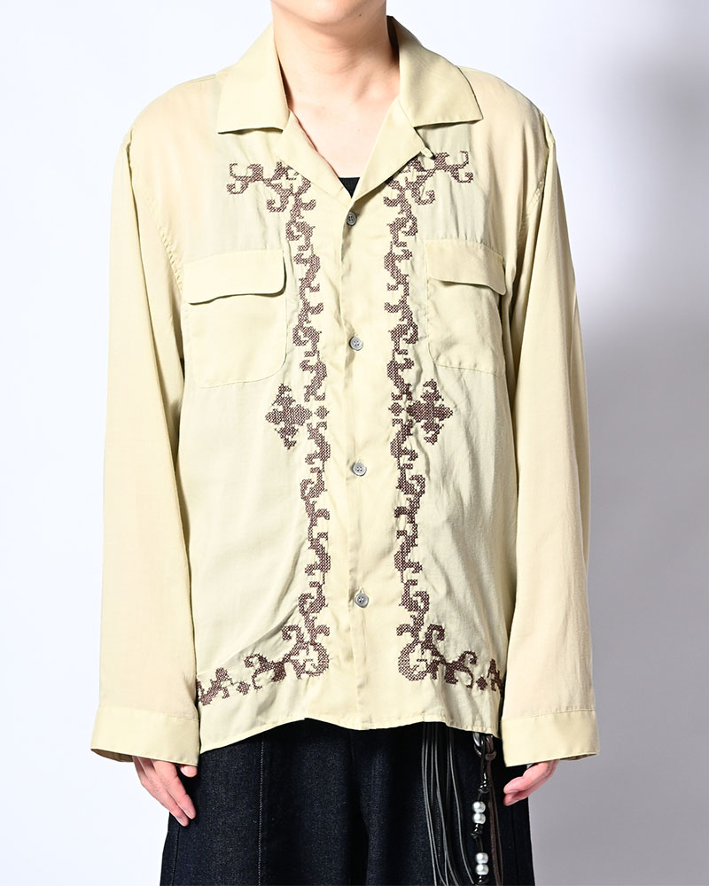 CROSS STITCH ORNAMENT SHIRT -MINT-