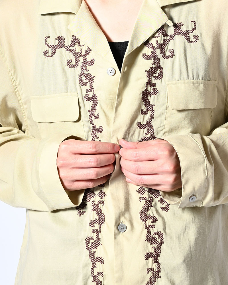 CROSS STITCH ORNAMENT SHIRT -MINT-
