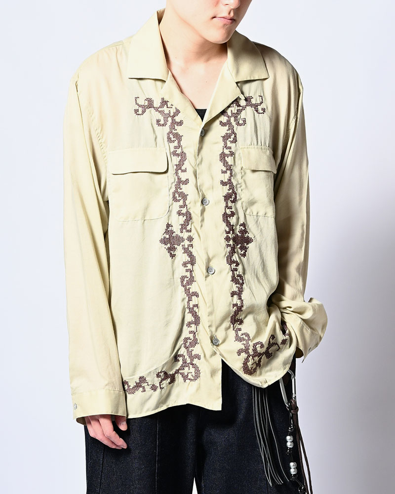 CROSS STITCH ORNAMENT SHIRT -MINT-