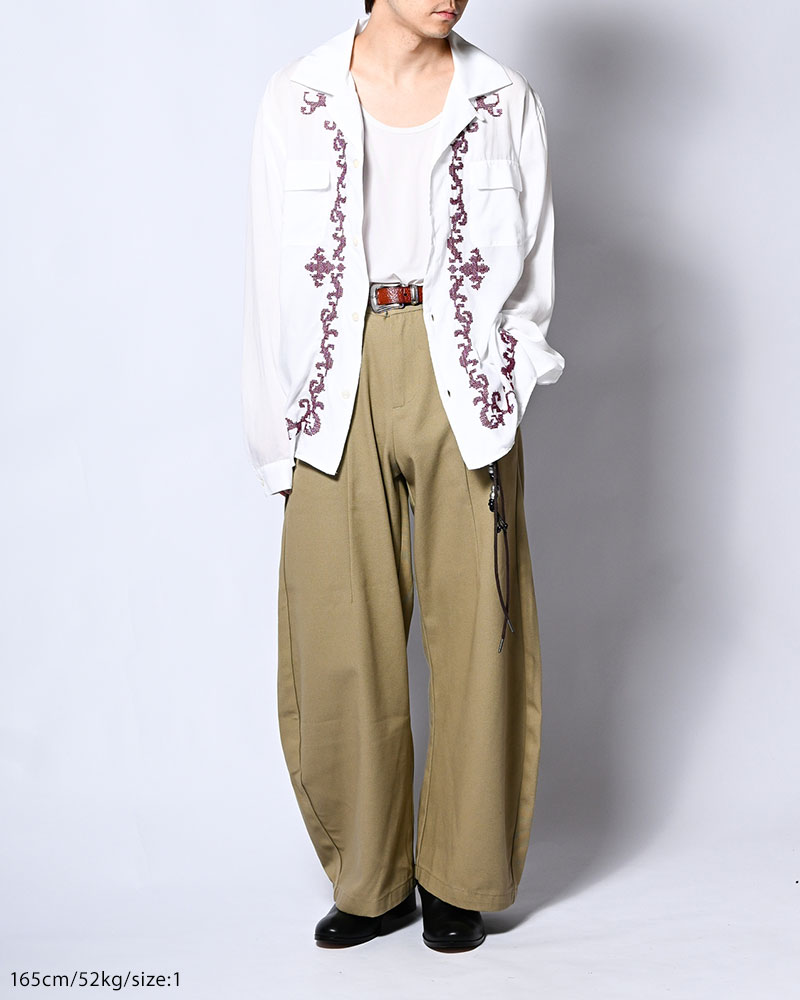 CROSS STITCH ORNAMENT SHIRT -WHITE-