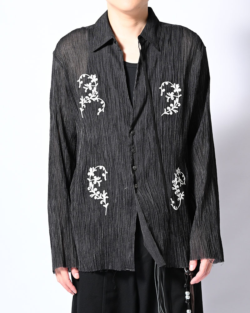 CHAIN FLOWER CUT OFF SHIRT -BLACK-