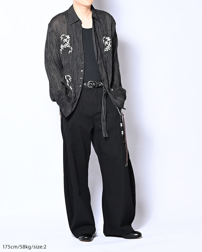 CHAIN FLOWER CUT OFF SHIRT -BLACK-