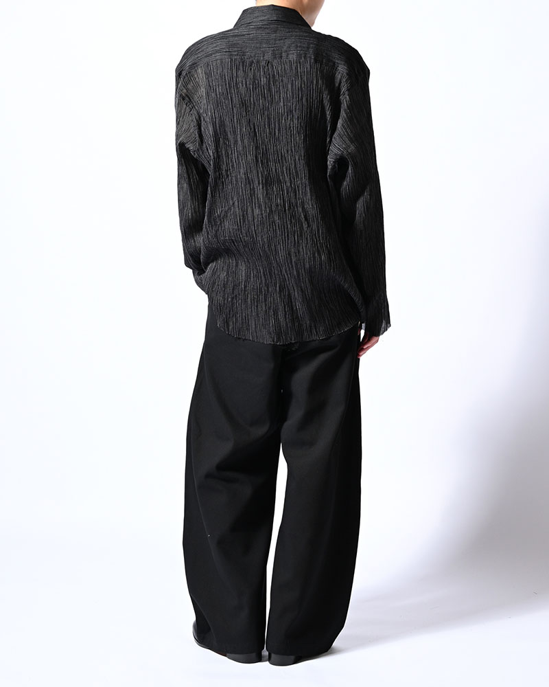 CHAIN FLOWER CUT OFF SHIRT -BLACK-