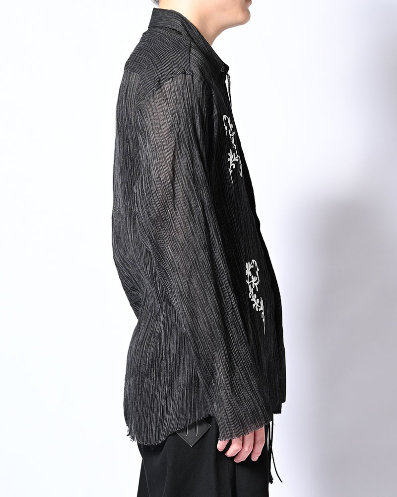 CHAIN FLOWER CUT OFF SHIRT -BLACK-