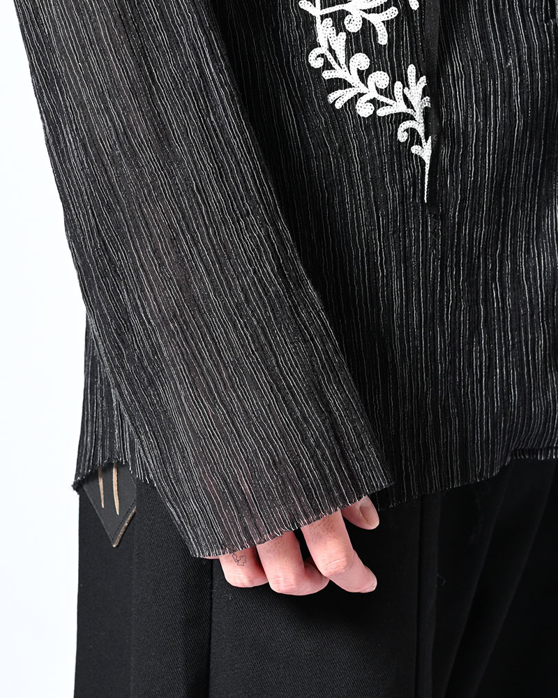 CHAIN FLOWER CUT OFF SHIRT -BLACK-