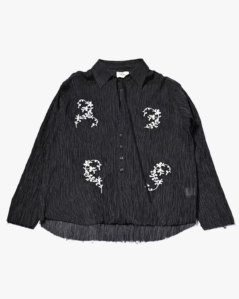 CHAIN FLOWER CUT OFF SHIRT -BLACK-