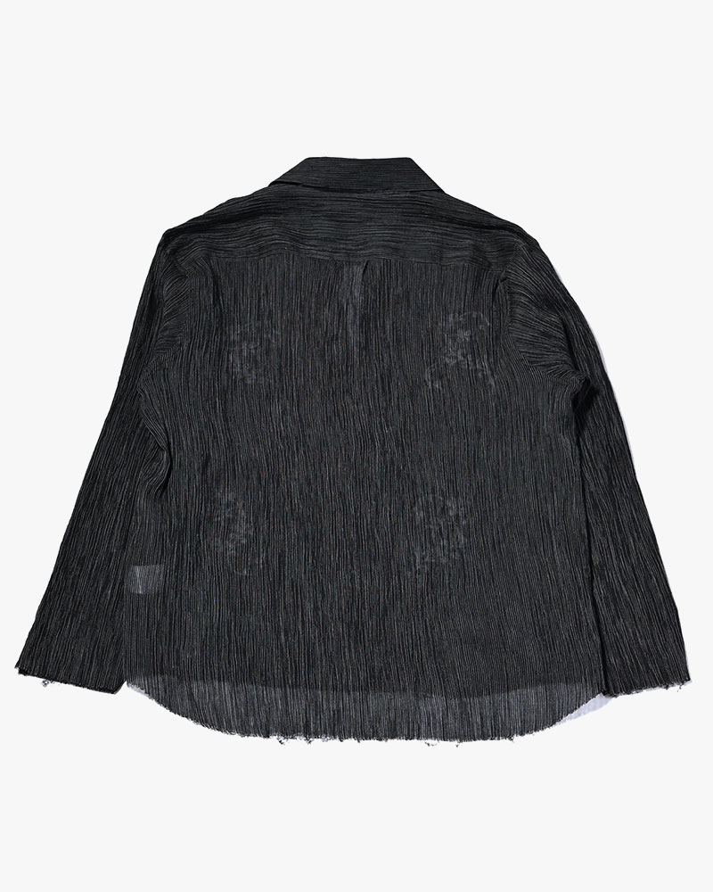 CHAIN FLOWER CUT OFF SHIRT -BLACK-