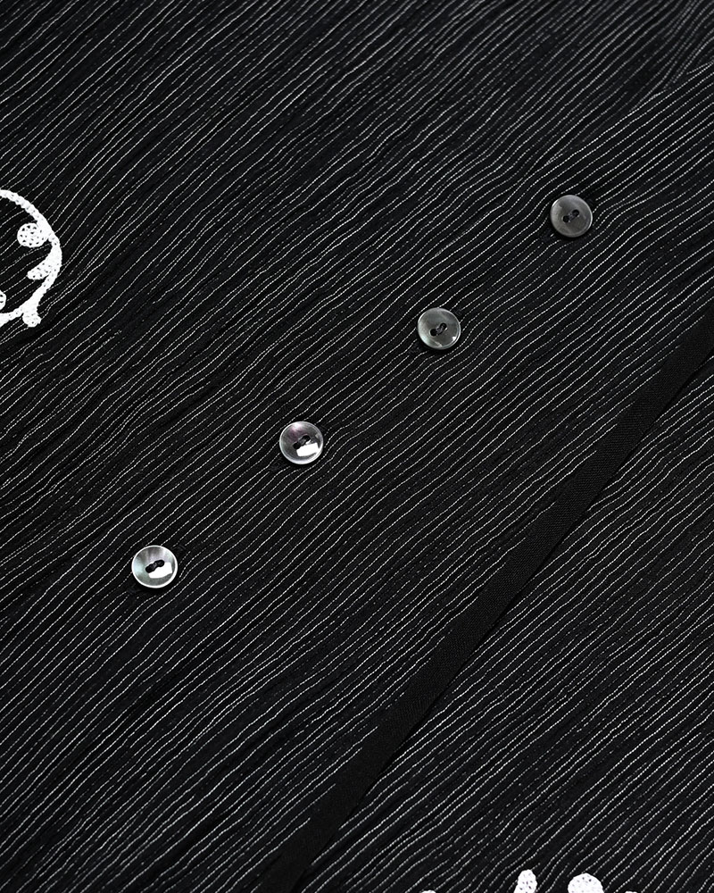 CHAIN FLOWER CUT OFF SHIRT -BLACK-
