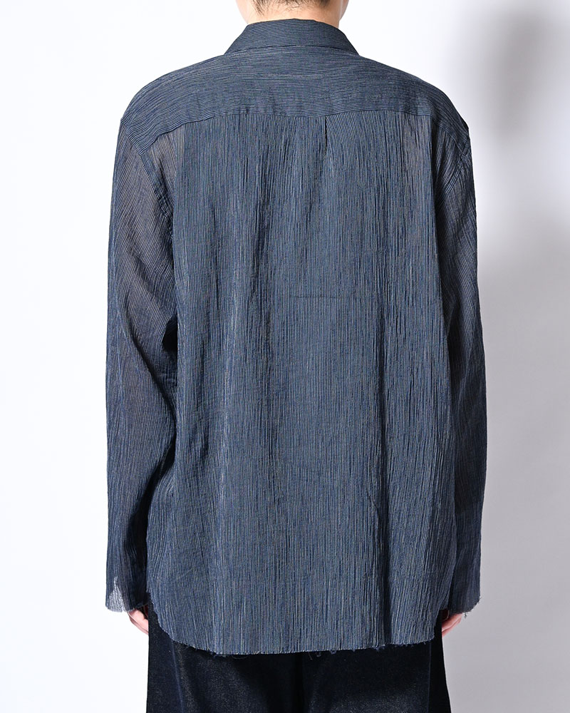CHAIN FLOWER CUT OFF SHIRT -NAVY-