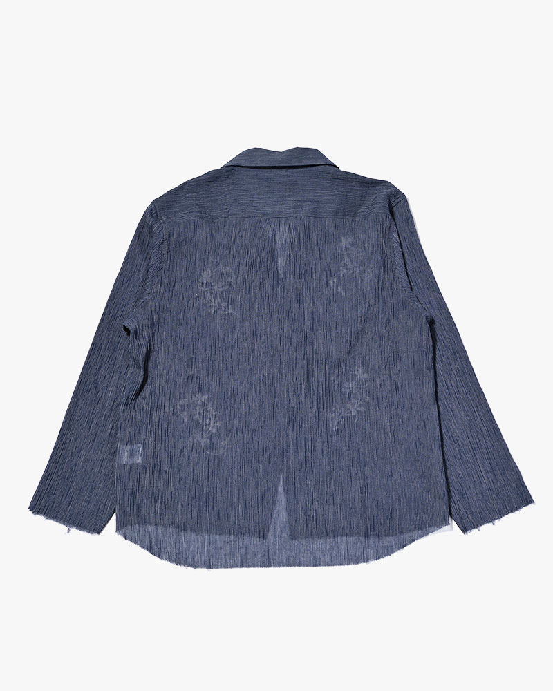 CHAIN FLOWER CUT OFF SHIRT -NAVY-