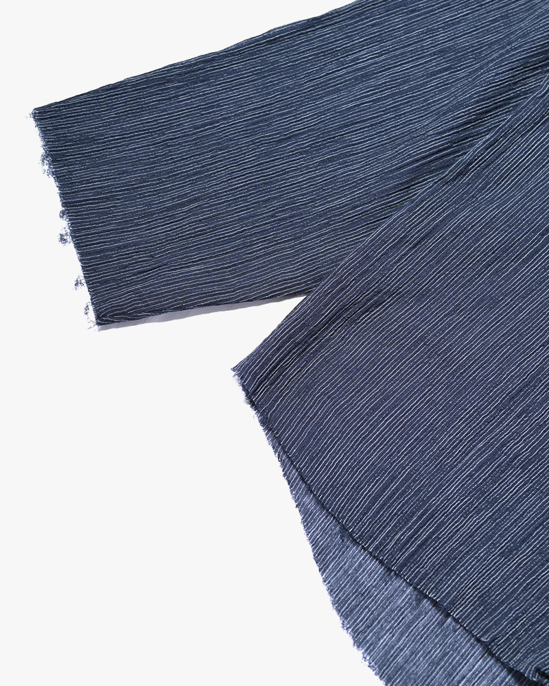 CHAIN FLOWER CUT OFF SHIRT -NAVY-