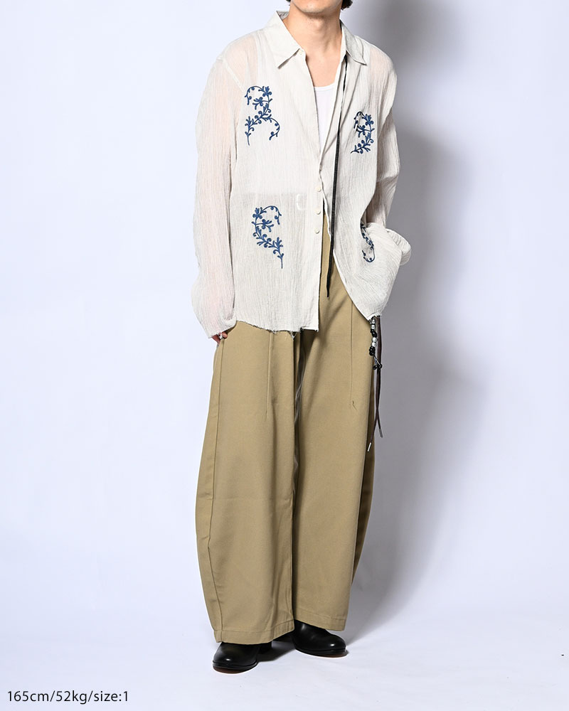 CHAIN FLOWER CUT OFF SHIRT -WHITE-